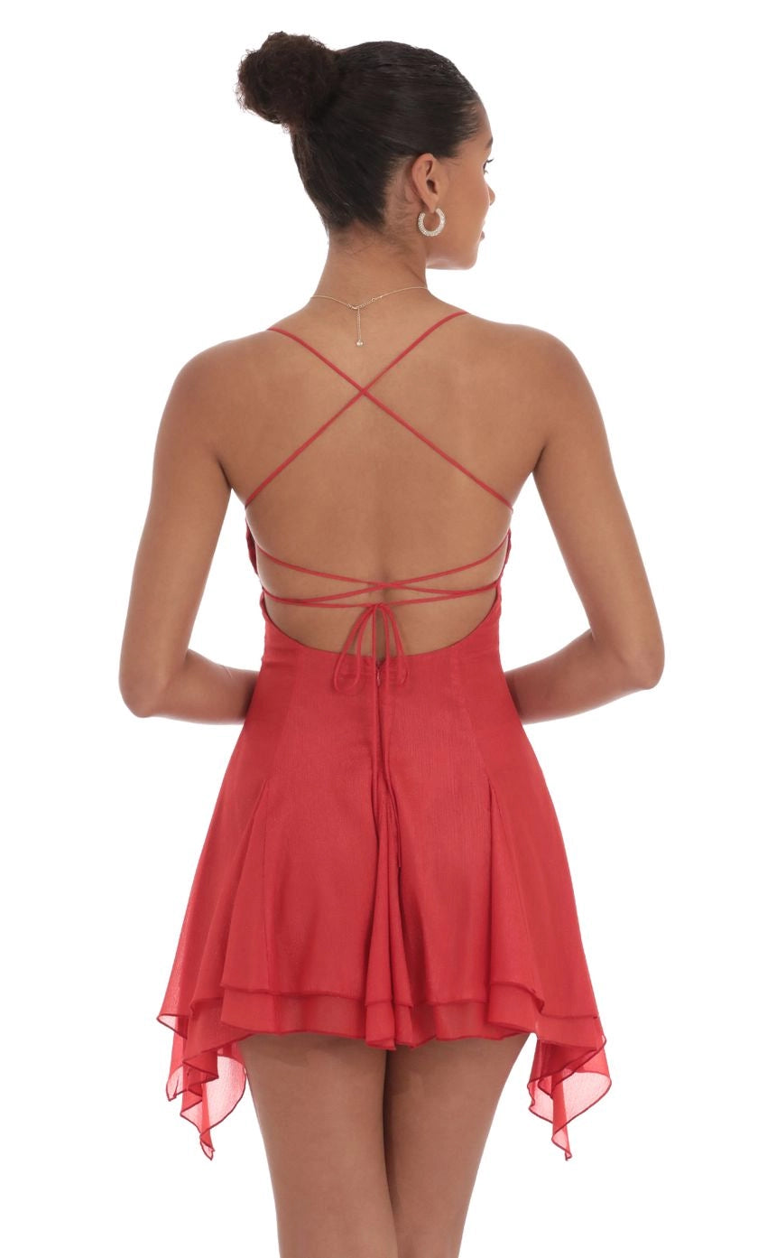 DingJi Wedding Cute Thin Shoulder Strap Sparkling Asymmetric Side Horn Skirt Homecoming Dresses